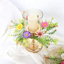 1/2 pièces Couronne de bougie en marguerite artificielle d'été, support de bougie de table de fête de mariage, décoration florale, décoration de porte, décoration de table à manger, décoration de maison, centre de table d'été/de mariage, jardin d'été et pelouse extérieure, décoration d'anniversaire, rentrée scolaire, cérémonie de remise des diplômes, convient pour le salon, la chambre à coucher, la salle à manger et plus encore - A - Voir 2