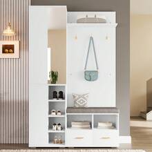 Hall Trees - White + Particle Board - View 2