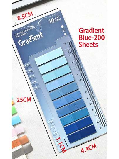 200 piezas de notas adhesivas de material PET de colores, escribibles, reutilizables, marcadores de página semi-transparentes, marcadores de página autoadhesivos, adecuados para carpetas e índices