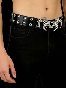 Thắt lưng da PU kiểu Y2K thời thượng mới, phụ kiện nam giới độc đáo hoặc phụ kiện cá nhân. - màu đen - Xem 4