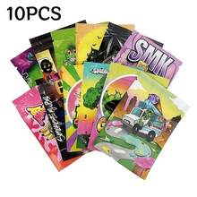 10/20/50/100pcs Cartoon Pattern Odor-Proof Resealable Bags, Reusable Aluminum Foil Zipper Seal Bags Suitable For Small Item Packaging - Multicolor - View 9