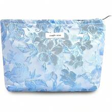 Bolsa de maquillaje de tela para cosméticos con cierre de lona para mujeres, color blanco, linda coqueta, grande, cartuchera preppy, organizador de aseo, accesorios de viaje - 01-Relieve verde - Ver 15