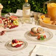 1/12/25/50pcs European Style Luxury High-End Transparent Hammered Double Gold Rim Plates, Elegant Western Plates & Dessert Plates, Suitable For Weddings, Parties, Birthdays, Afternoon Tea, Family Gatherings, Hotels, Festivals, Reusable Tableware - Gold - View 10