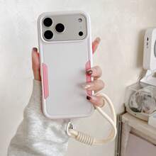 Keychain,Lanyard 1pc 2-In-1 Dual Layer Anti-Scratch Anti-Fingerprint + Braided Wrist Strap Rugged Phone Case,Compatible With Apple--Moto And More - White - View 4