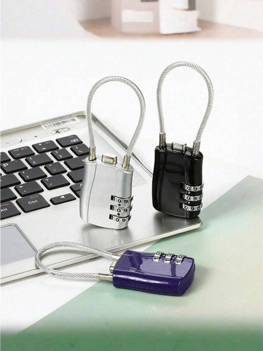3-Digit Combination Lock - Durable Aluminum Alloy, Cut-Resistant Steel Cable, Suitable For Luggage, Gym Lockers, Bicycles - Multicolor - View 1