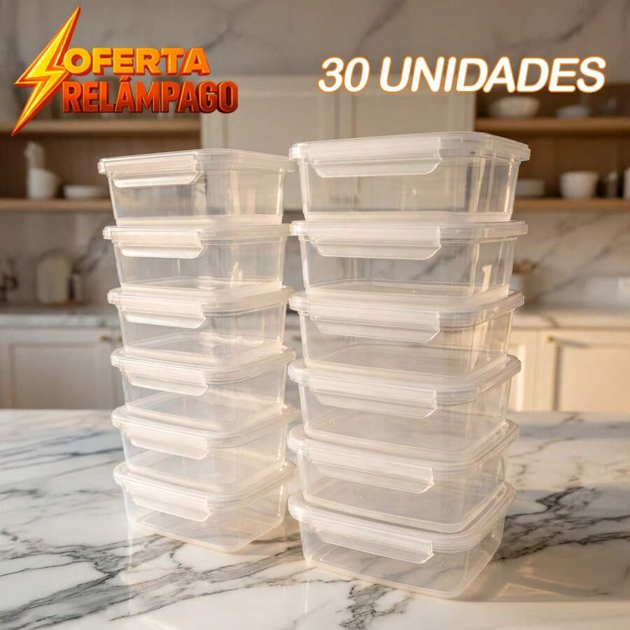 Set Of 10 Airtight 800ml Containers With Locking Mechanism. - 無色 - 查看 1