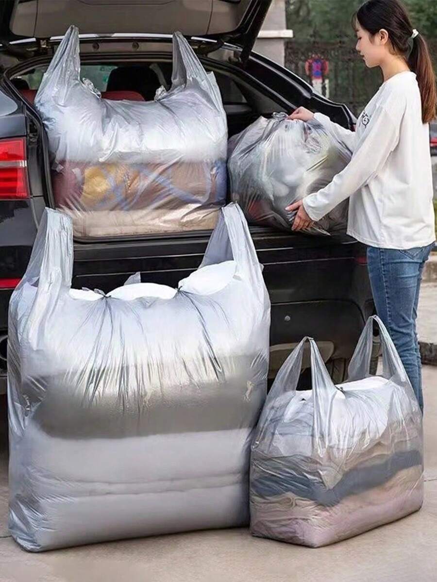 10pcs Moving Packing Bags, Quilts, Clothes, Luggage Storage Bags, Large Dustproof And Moisture-Proof Hand-Held Plastic Vest Storage Bags, Storage And Packaging Suppliesdorm Room Essentials Clothes Organizer Closet Organization And Storage Bedroom - Multicolor - View 1