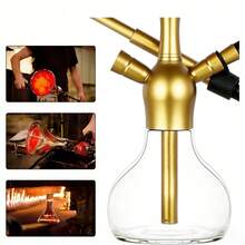 水烟套装，包含所有配件 - 25英寸黑色铝制水烟壶套装，高级现代玻璃水烟壶，全套配件包括硅胶软管、玻璃烟瓶和炭架 - 藍色 - 查看 5