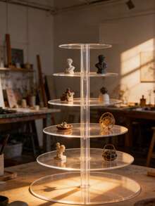 1个6层亚克力圆形纸杯蛋糕架，透明甜点展示架，蛋糕或纸杯蛋糕塔架，适用于婚礼、生日、酒吧派对、庆祝活动、婴儿派对、纸杯蛋糕托盘、甜点托盘、派对用品 - 彩色 - 查看 9