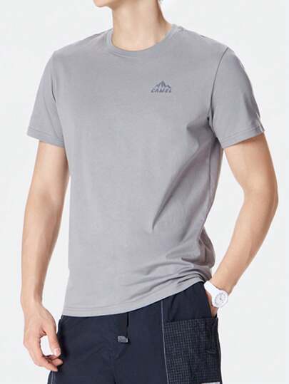 CAMEL CROWN Men's Outdoor T-Shirt, Spring And Summer Short-Sleeved Three Defense Short-Sleeved T-Shirt Father Cotton Dad American Half-Sleeved Body Shirt Bottoming Shirt