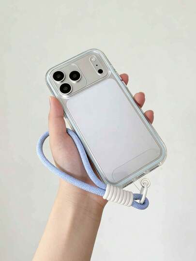 Funda de teléfono 2 en 1 con marco transparente de color rosa pastel y correa para la muñeca compatible con Apple 17, 17 Pro, 17 Pro Max, 16 Pro MAX, 16 PRO, 16, 11, 12, 13, 14, 15, 12 Pro MAX, 13 Pro MAX, 14 Pro MAX, 15 Pro MAX, Funda protectora