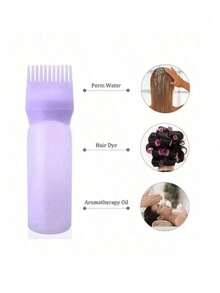 2pcs Professional Hair Care Oil Bottle, Hair Root Application Bottle, Hair Dye Bottle - Hair Care Bottle And Scalp Massage Comb, Scalp Cleaner And Head Massager, Relieve Stress, Promote Hair Growth, Unisex Shower Brush - Make Shampooing Easier And Quicker, Suitable For Home Hair Care - Multicolor - View 5