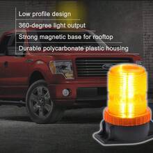 35-LED 360 grados Mini faro ámbar luz de advertencia Strobe compatible con CAT E3500 48V, E4000 36V / 48V, E5000 36V / 48V eléctrico Rider elevadora elevadora izquierda luz Strobe, 10-110 VDC, Burst Flash, camión elevador o luz de señal indistrial Ámbar magnético llevó luces Strobe para carretillas elevadoras de golf UTV coches camiones tractor, 12V 24V  de advertencia techo superior parpadeo emergencia faro - A - Ver 5