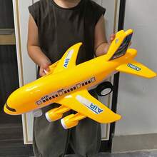 Juego de avión de juguete grande y amarillo, aprende y entiende el conocimiento de la aviación civil, regalo de cumpleaños para niños, regalo de Año Nuevo - Amarillo - Ver 2