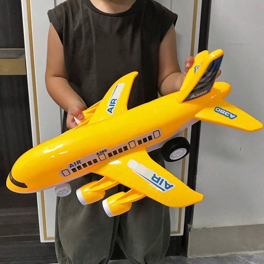 Juego de avión de juguete grande y amarillo, aprende y entiende el conocimiento de la aviación civil, regalo de cumpleaños para niños, regalo de Año Nuevo