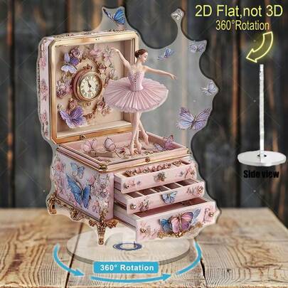 360 Degree Rotating Ballerina Acrylic Figurine - Music Box Inspired Decor