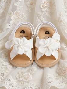 0-18个月婴儿白色凉鞋，男女宝宝夏季凉鞋，高品质中性幼儿户外沙滩鞋 - 白色 - 查看 13