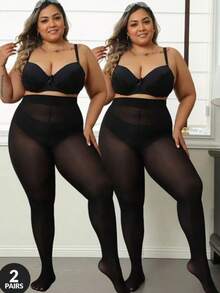 2 chiếc quần legging co giãn thần kỳ, quần tất co giãn cao cấp dành cho nữ cỡ lớn, vớ mỏng xuyên thấu gợi cảm, phù hợp cho người nặng đến 90kg, thích hợp cho dịp Giáng sinh. - màu đen - Xem 8