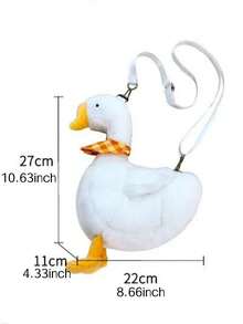 1 Cute And Playful Cartoon White Goose Crossbody Bag - Goose - View 7