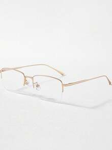 超轻半框防疲劳眼镜，男女通用，无度数PC镜片，时尚眼镜，矩形镜框设计，不锈钢材质，适合多种场合，附赠眼镜盒 - 彩色 - 查看 6