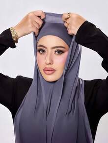 1pc Instant Jersey Hijab With Undercap, Silky Soft Breathable Fabric, Matching Jersey Hijab Scarf, Suitable For Daily Wear, Festivals, Prayers, Pilgrimage - Multicolor - View 10