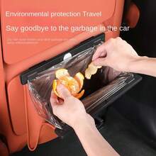 [Magnetic Car Trash Can] 1pc Magnetic PU Leather Car Trash Can - Large Space Rear Seat Garbage Bin With Multi-Functional Compartments, Easy To Fix Design, Free Trash Bag Included, Sleek Black Exterior - A - View 2