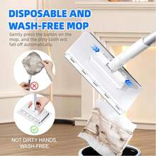 Snap-Grip Mini Mop With 39in Handle - INWEJIA Zero-Touch Gap Dust Cleaner & Locking Head, Disposable Lazy Mop Wet And Dry For Kitchen Bathroom Toilet Corners Window Wall Cleaning - 1PC - 查看 8