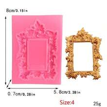 1pc Vintage Photo Frame Mold, Hollow Embossed Frame Mold, Epoxy Resin DIY Mold - Pink - View 8