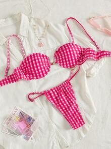 PEPPERMOLLY Bộ bikini dự tiệc thanh lịch, màu trơn, có dây đeo điều chỉnh được, kiểu dáng hở lưng, thích hợp cho mùa hè đi biển và du lịch. - Nhiều màu - Xem 2