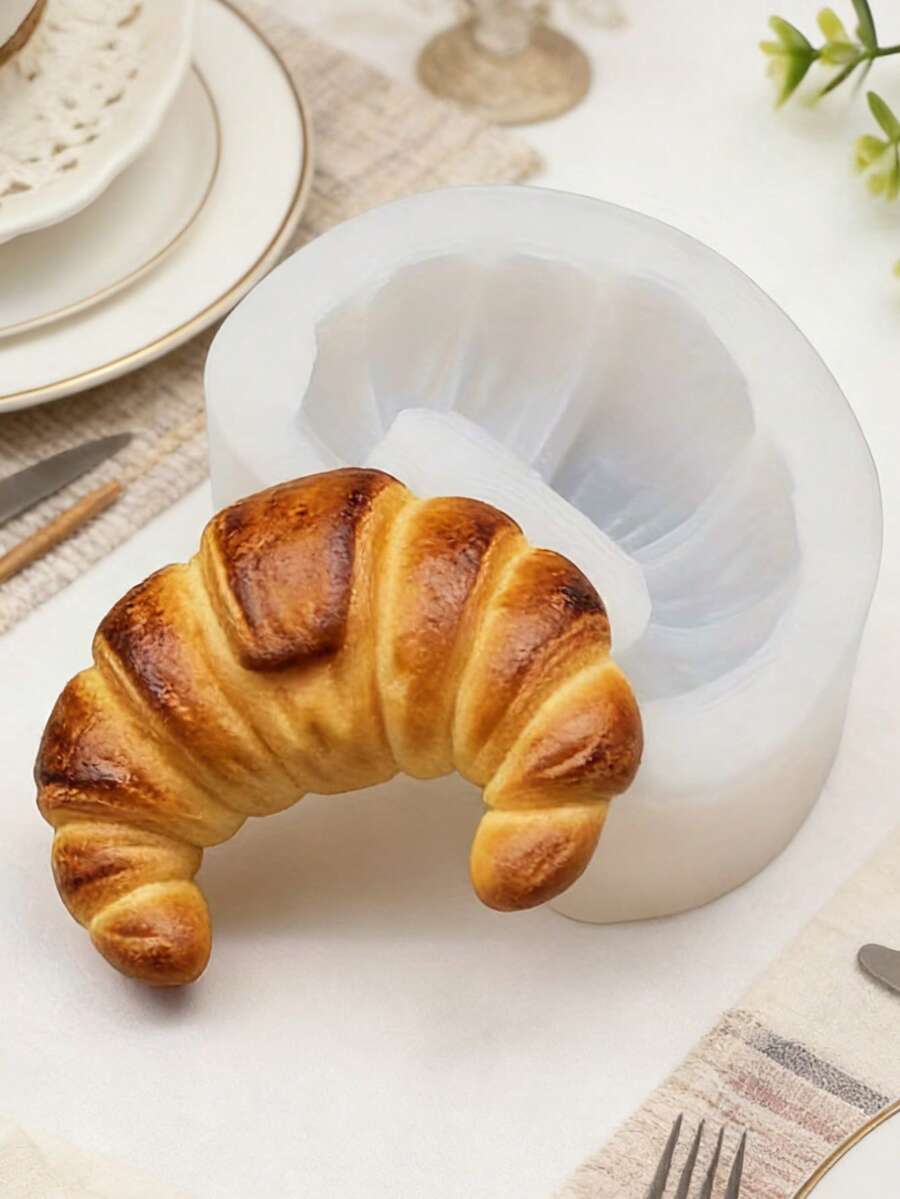 1 khuôn silicon làm nến hình bánh sừng bò 3D, có thể tái sử dụng, dễ dàng lấy nến ra khỏi khuôn, dùng để tự làm xà phòng, nến, đất sét và trang trí nhà cửa. - A - Xem 1