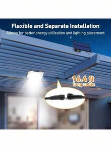 1/2 PACK 600lm LED Solar Street Light, Ultra Bright Floodlight, Motion Sensor Outdoor Courtyard Light, Sensor Road Lighting Garage Light - 黑與白 - 查看 7