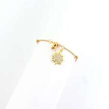 1pc New Fashion Sun Initial Pendant Golden Stainless Steel Bead Chain Bracelets For Women - Yellow Gold - View 3