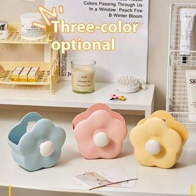 Cute Classic Storage Box, Wall-Mounted PP Makeup Brush Holder, Bathroom Vanity Desk Toothbrush Organizer