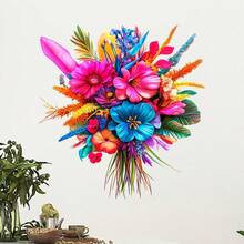 1 pieza Pegatina decorativa floral vibrante, adecuada para decorar la sala de estar, el dormitorio, el estudio, la oficina, agregando un toque de color único - Unitalla - Ver 4