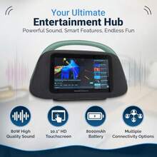 NeoBoomBox - Altavoz portátil inteligente con visualización táctil de 10.1 pulgadas - Hub de entretenimiento Android 13 sonido potente de 80 W   y Spotify Streaming entrada de - Verde - Ver 4