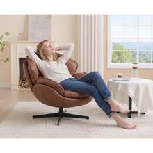 Chairus 1PC Swivel Chenille Lounge Chair (Living Room/Bedroom) - Brown - View 4