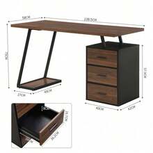 Home Office Desks - Dark Brown + MDF-1 - View 4