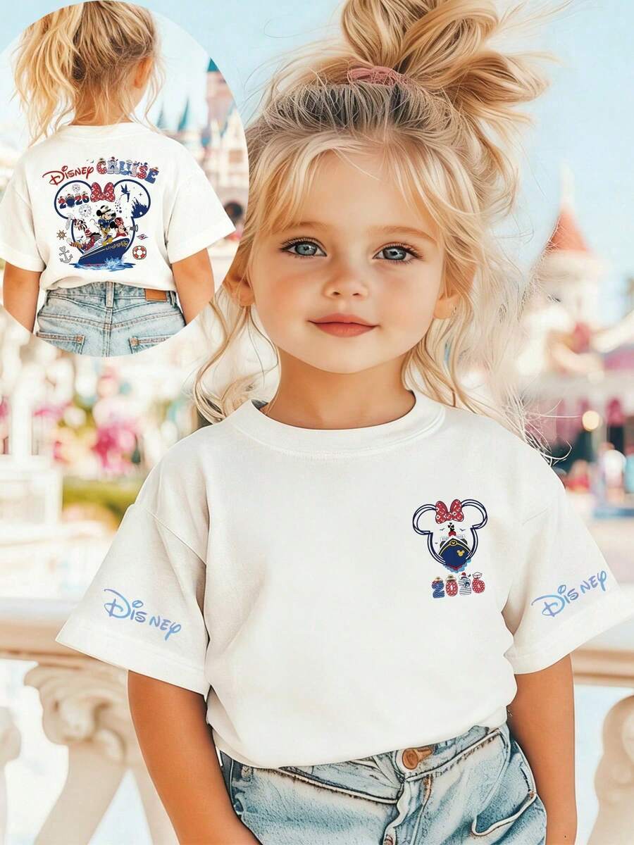 Disney Official Licensed Minnie Mouse Unisex Kids' T-Shirt | 100% Polyester, Ultra Comfortable & Super Soft | White Stylish Tee With Checkered Minnie Print | Relaxed Fit, High Appearance, Everyday Versatile, High Turnout | For Ages 1-14 | New Arrival | Express Delivery - White - View 1