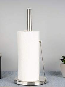 1pc Stainless Steel Tissue Paper Holder, Kitchen Paper Towel Dispenser, Wrap Foil Stand, Silver - Silver - View 8