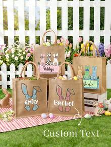 Personalized Easter Canvas Bags, Easter Bunny Bags With Names, Easter Bags, Easter Bunny Baskets, Children'S Egg Hunt Bags, Easter Gift Bags, Easter Baskets - Multicolor - View 2