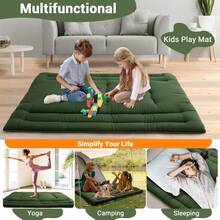 Foldable Floor Mattress, Japanese-Style Roll-Up Foam Sleeping Mat, Space-Saving Tatami Floor Bed for Living Room or Bedroom - Verde militar COMPLETO (137*203 cm) EE. UU. - Ver 8