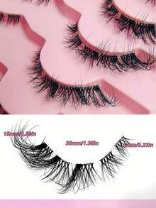 Asiteo 全新7对装假睫毛，蓬松仿貂毛假睫毛，5D纤长浓密款，打造迷人纤长浓密效果。 - 黑色 - 查看 5