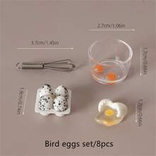 8pcs/Set Miniature Creative Kitchen Scene Accessories - Mini Egg Beater Egg Decorations - Realistic Food Model DIY Props - Egg - View 6