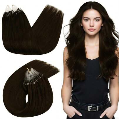 Straight Micro Loop Real Human Hair Extensions Microlink Micro Ring Link Hair For Women 30g/Pack 50 Strands Micro Beads Hair Extensions Silk Straight Human Hair Extensions