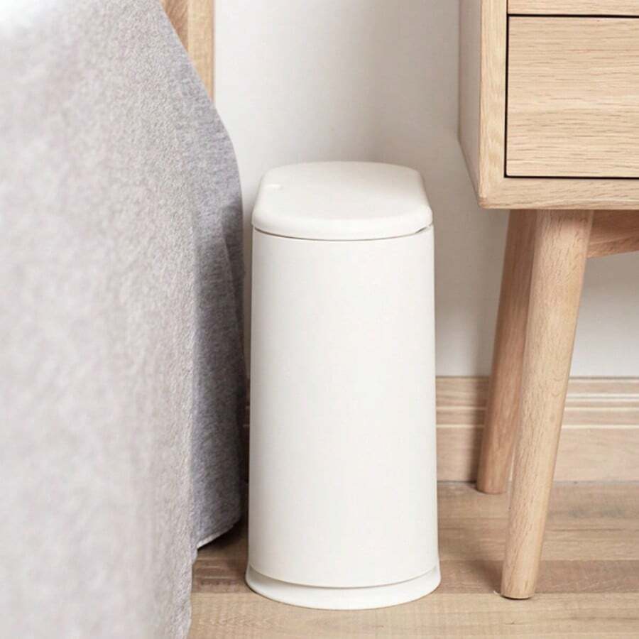 30 X 15 X 28cm Flip-Top Slim Trash Can, ABS+PP Material, Bathroom Toilet, Bedroom Bedside, Living Room Corner, Kitchen Sorting Garbage Bin, Elegant White Trash Can - View 1