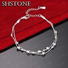 925 Sterling Silver Plated Star Bracelet, Fashion Designer Jewelry, Party/Wedding Gift For Women - Silver - View 2