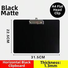A4黑色塑料文件写字板，文件、账单、菜单夹，文具夹板 - 黑色A4橫款 板夾 - 查看 1