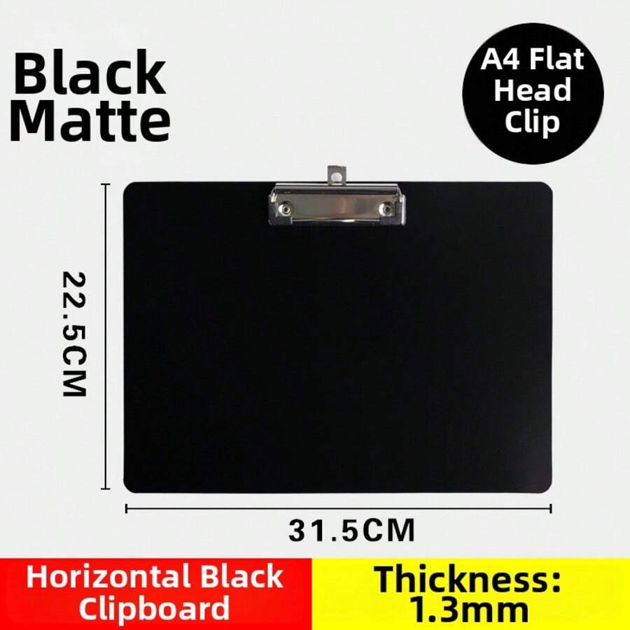A4黑色塑料文件写字板，文件、账单、菜单夹，文具夹板 - 黑色A4橫款 板夾 - 查看 1