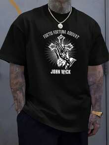 Camiseta con estampado de John Wick, camisetas para hombre, camiseta casual de manga corta para verano - Negro - Ver 1