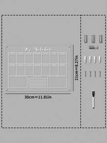 1套亚克力3D周/月计划白板（随机黑色边框），装饰性可擦写壁挂白板 - 多色 - 查看 13